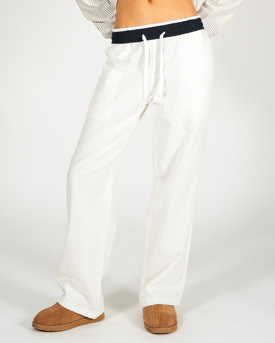 White and Navy Flipin' Linen Trousers