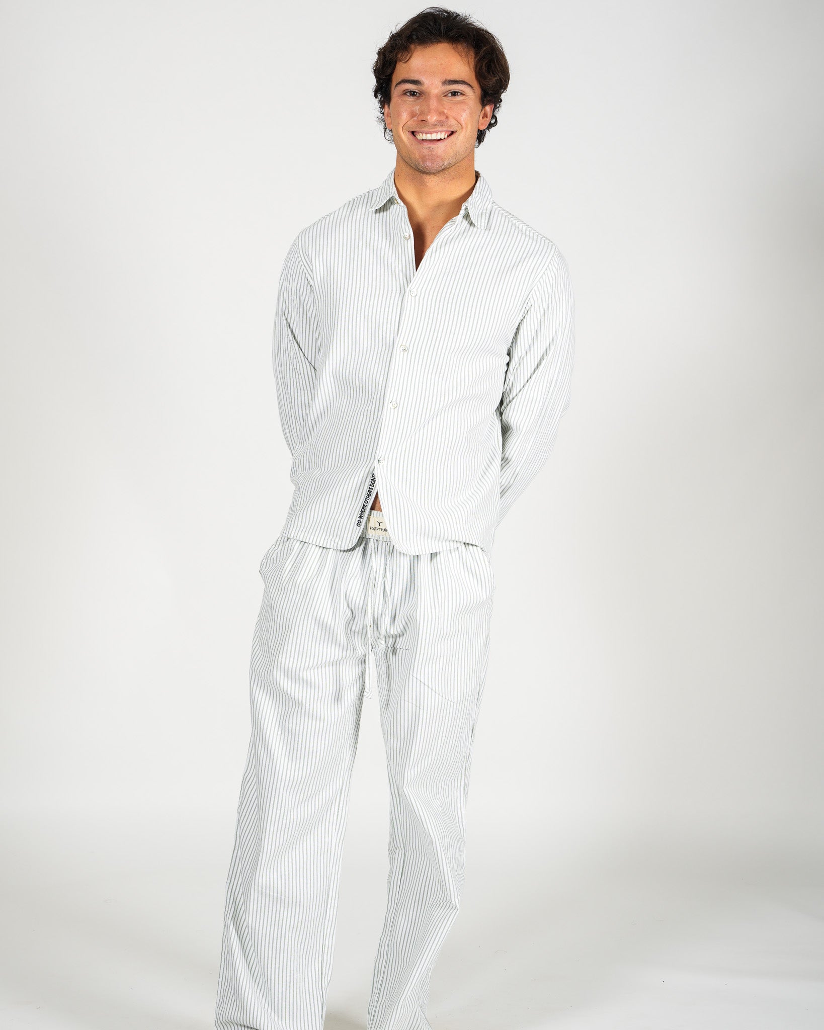 Pinstripe White and Green Trouser – Tom's Trunks