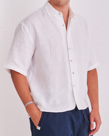 White Hemp Short Sleeve Shirt