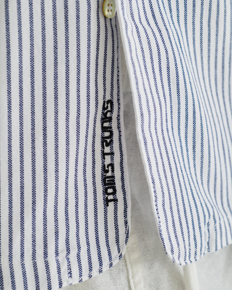 White Pinstripe Panel Shirt