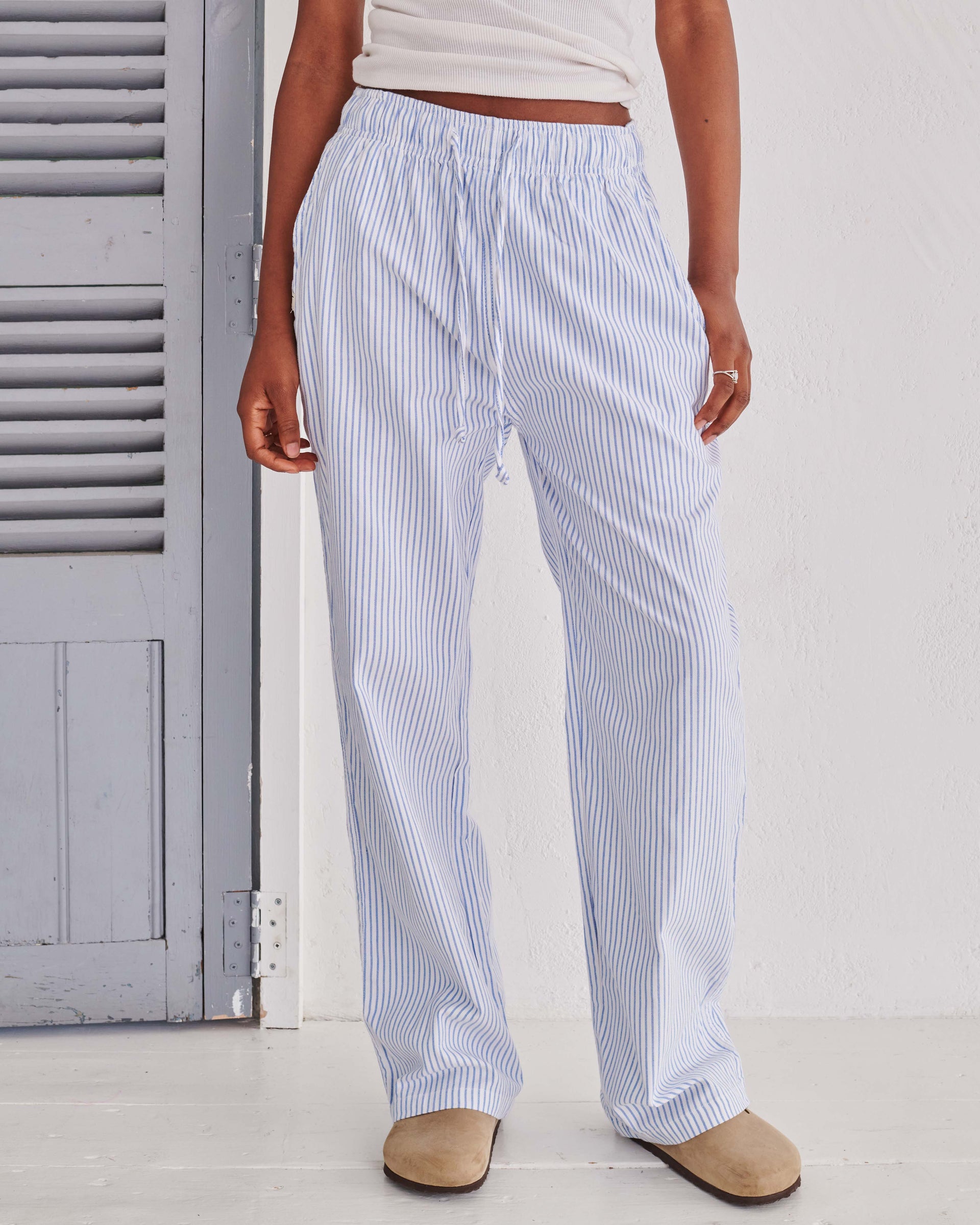 White Blue Pinstripe Trousers – Tom's Trunks