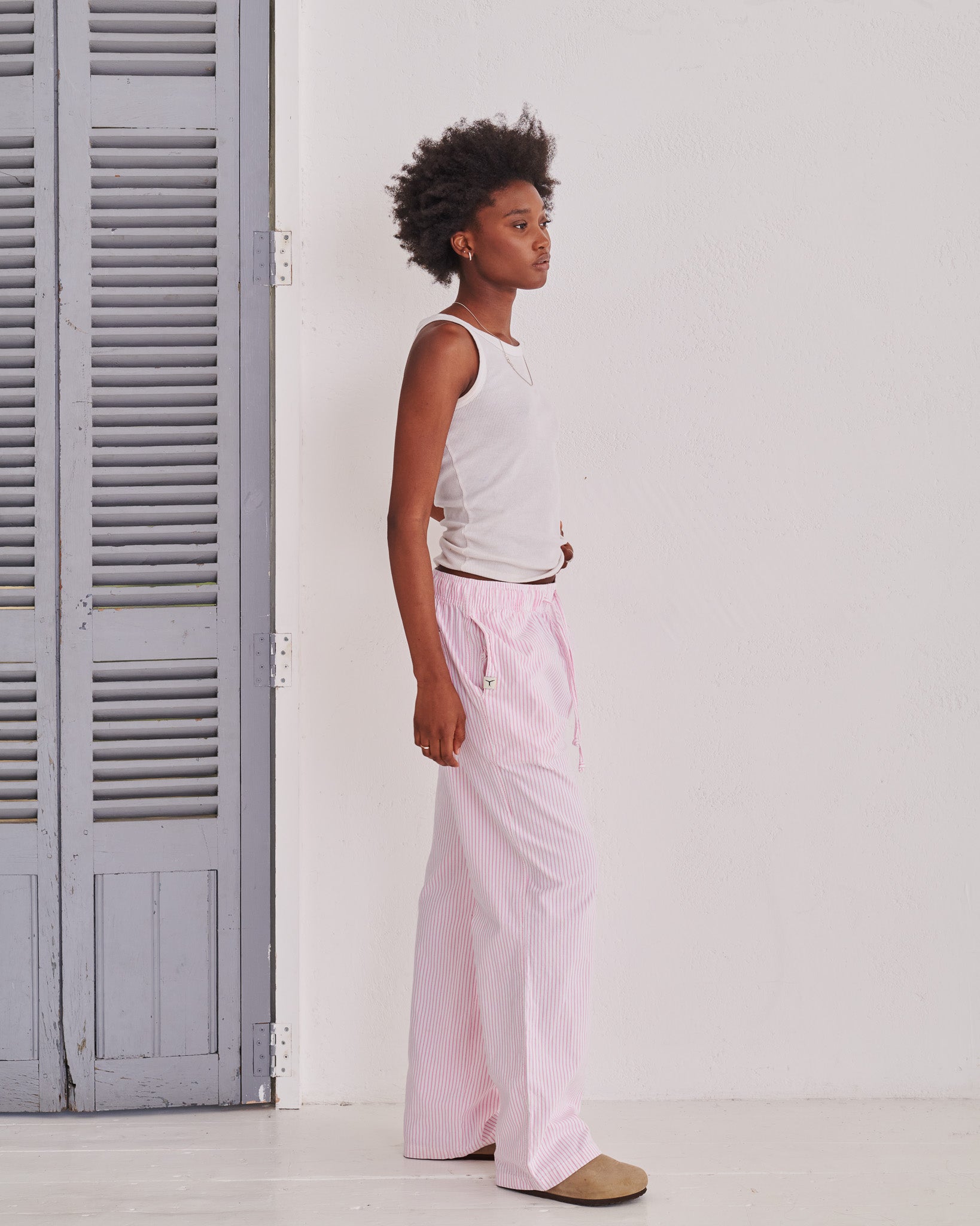 White Pink Pinstripe Trousers – Tom's Trunks - Main Image